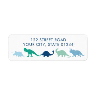 Dinosaur Parade, Blue and Green Custom Address
