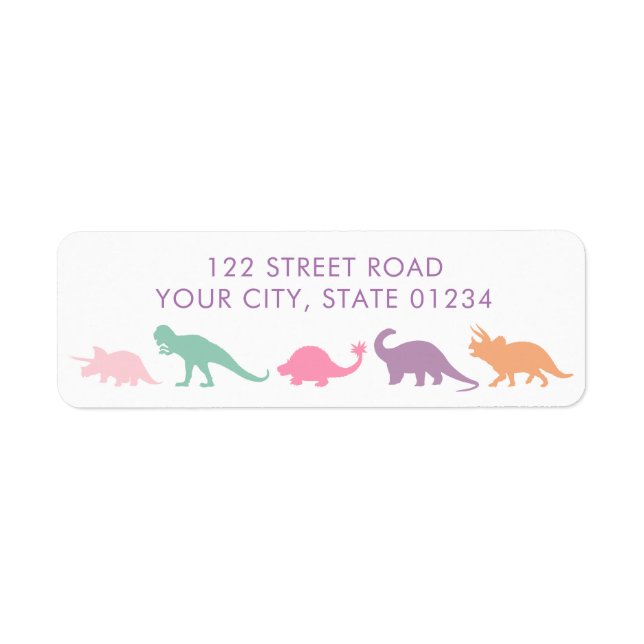 Dinosaur Parade, Jewel Tones Adresse personnalisée (Devant)