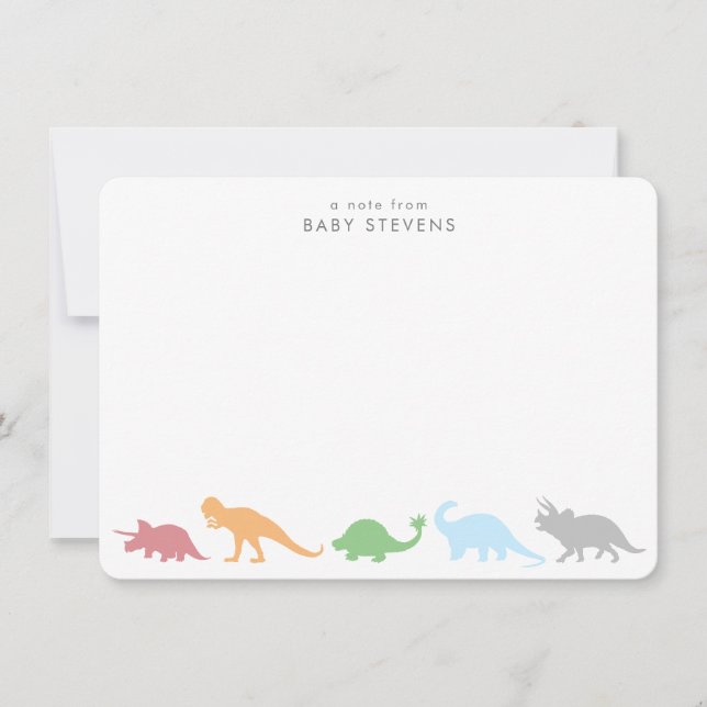 Dinosaur Parade, Neutral Colours Personalized Card (Front)