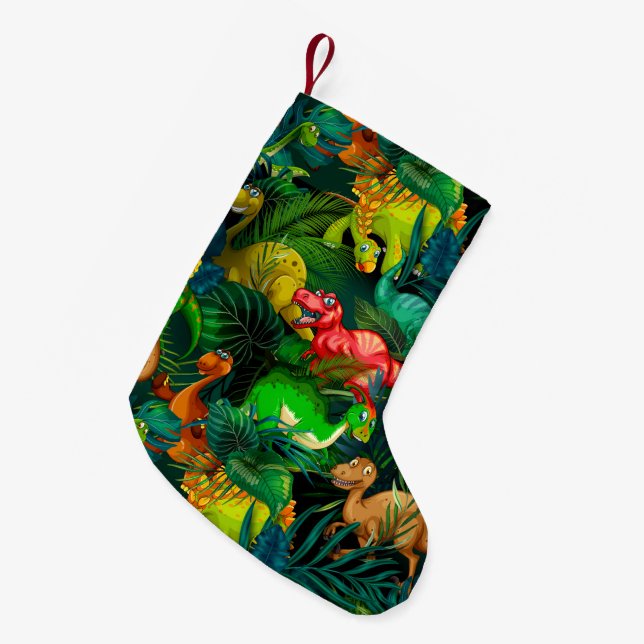 Dinosaur Park Small Christmas Stocking (Front (Hanging))