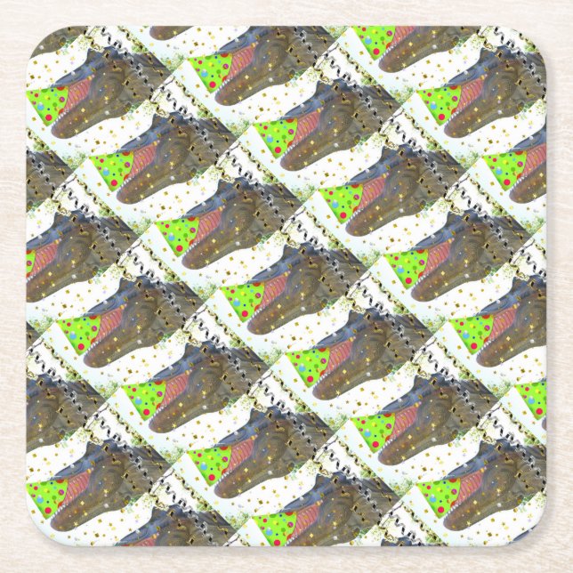 Dinosaur Party Animal Square Paper Coaster (Front)
