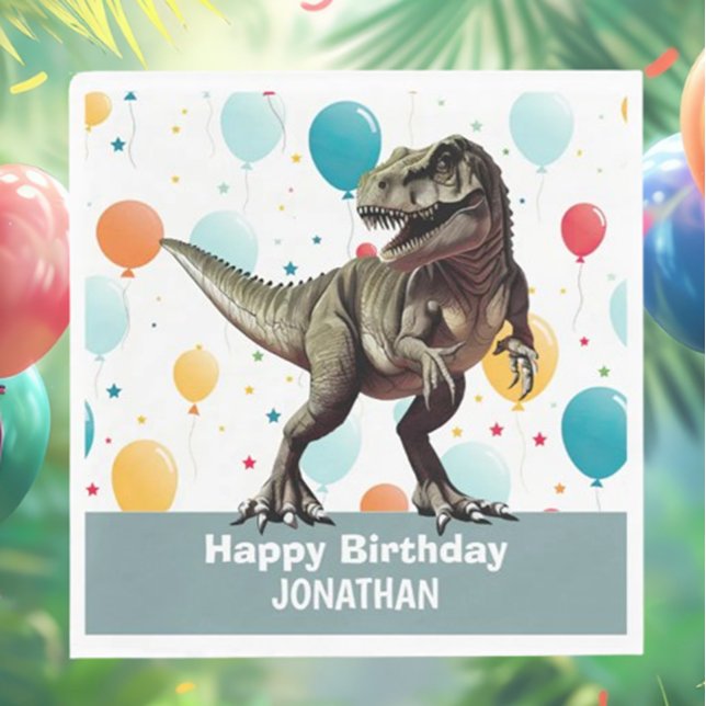 Dinosaur Party Balloons Napkin (Jurassic Birthday Party!)