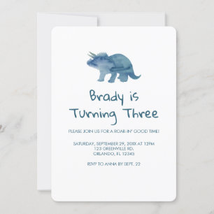 Dinosaur Party Blue Dino Invitation