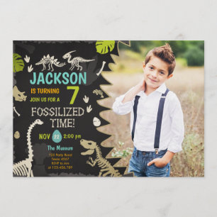 Dinosaur Party Boy Fossil Dino Dig Birthday Invitation