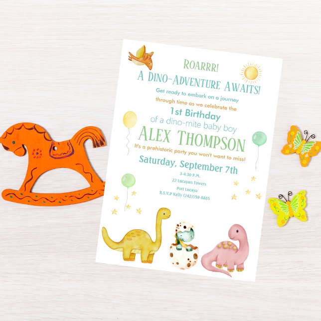 Dinosaur  Party First Birthday Invitation (Creator Uploaded)
