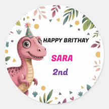 Dinosaur Party Fun Personalis Customizable Sticker