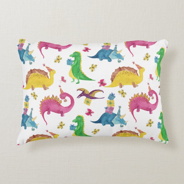 Dinosaur party: watercolor pattern. accent pillow (Front)