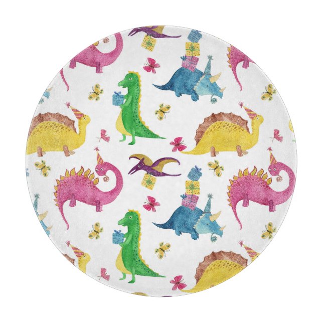 Dinosaur party: watercolor pattern. cutting board (Front)