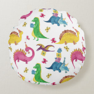 Dinosaur party: watercolor pattern. round pillow