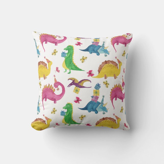 Dinosaur party: watercolor pattern. throw pillow (Front)