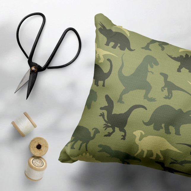 Dinosaur Pattern, Dinosaur Silhouette, Green Dino Accent Pillow (Creator Uploaded)