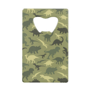 Dinosaur Pattern, Dinosaur Silhouette, Green Dino Credit Card Bottle Opener
