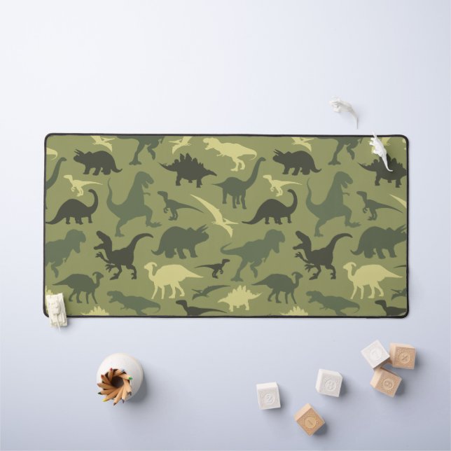 Dinosaur Pattern, Dinosaur Silhouette, Green Dino Desk Mat (Kids Table)
