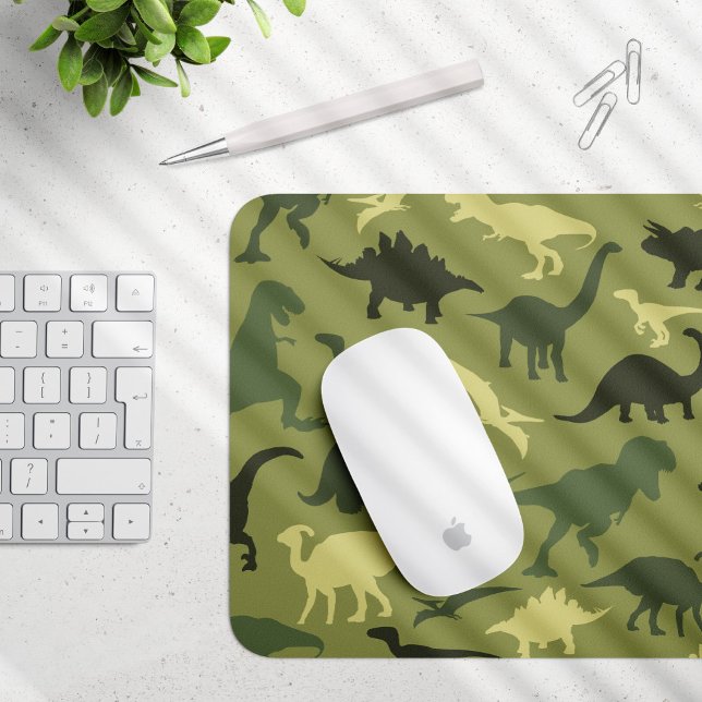 Dinosaur Pattern, Dinosaur Silhouette, Green Dino Mouse Pad (Creator Uploaded)