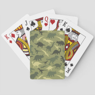 Dinosaur Pattern, Dinosaur Silhouette, Green Dino Playing Cards