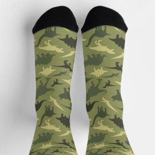 Dinosaur Pattern, Dinosaur Silhouette, Green Dino Socks