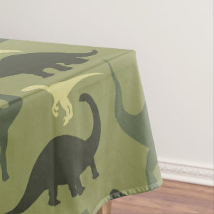 Dinosaur Pattern, Dinosaur Silhouette, Green Dino Tablecloth