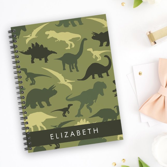 Dinosaur Pattern, Dinosaur Silhouette, Your Name Notebook (Creator Uploaded)