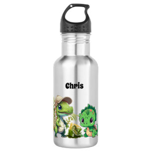 Dinosaur Pattern Kids Personalized Name 532 Ml Water Bottle