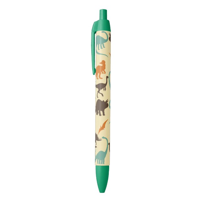 Dinosaur Pattern Silhouette Black Ink Pen (Top (Vertical))