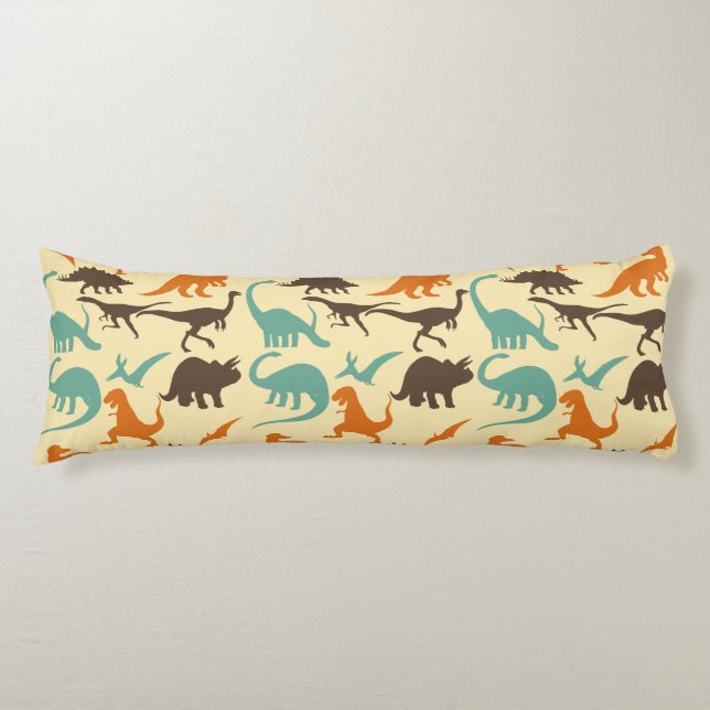 Dinosaur Pattern Silhouette Body Pillow (Front)