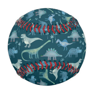Dinosaur Pattern Teal Green Baseball