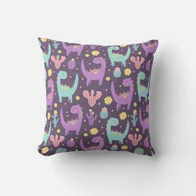 Dinosaur pattern throw pillow (Front)