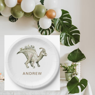Dinosaur Personalized Birthday Party Paper Plate