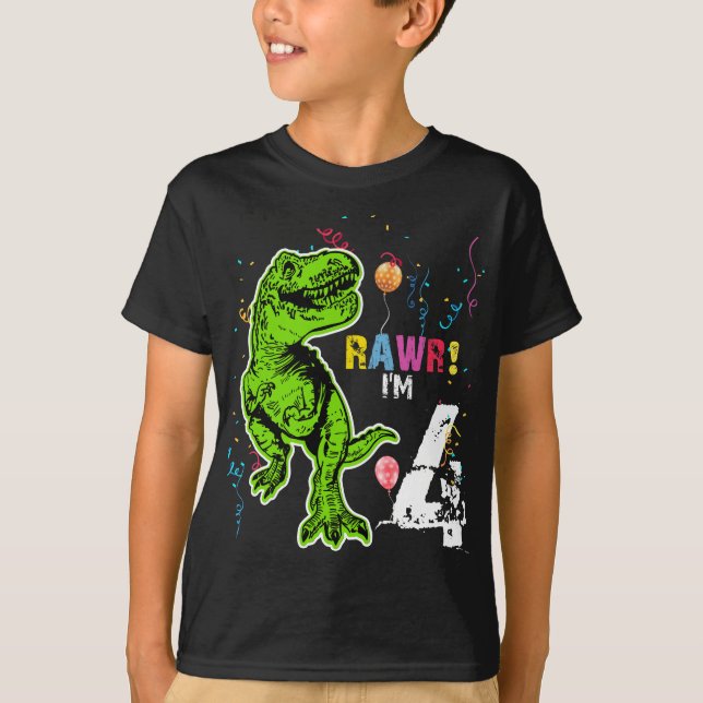 Dinosaur Personalized Birthday T-Rex T-Shirt (Front)