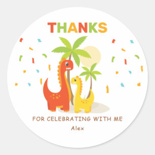 Dinosaur Personalized Birthday Thank You Sticker
