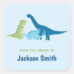 Dinosaur Personalized Bookplates Square Sticker