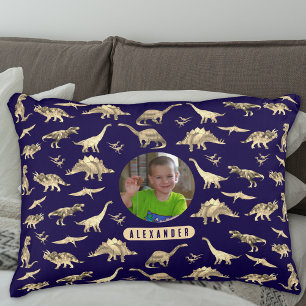 Dinosaur Personalized Boys Photo and Name Accent Pillow