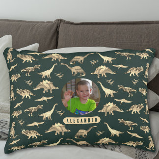 Dinosaur Personalized Boys Photo and Name Accent Pillow