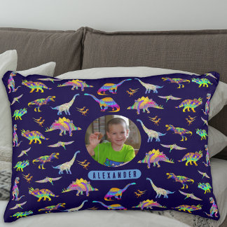Dinosaur Personalized Boys Photo and Name Accent Pillow