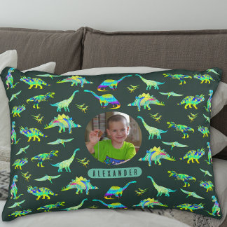 Dinosaur Personalized Boys Photo and Name Accent Pillow
