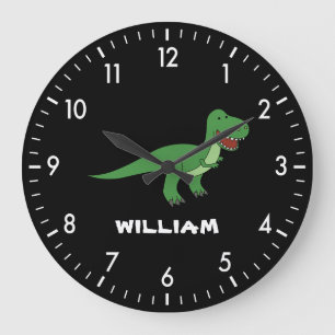 Dinosaur Personalized Custom Name Back To School Large Clock