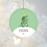 Dinosaur Personalized Name Christmas Ornament<br><div class="desc">Dinosaur Personalized Name Christmas Ornament</div>