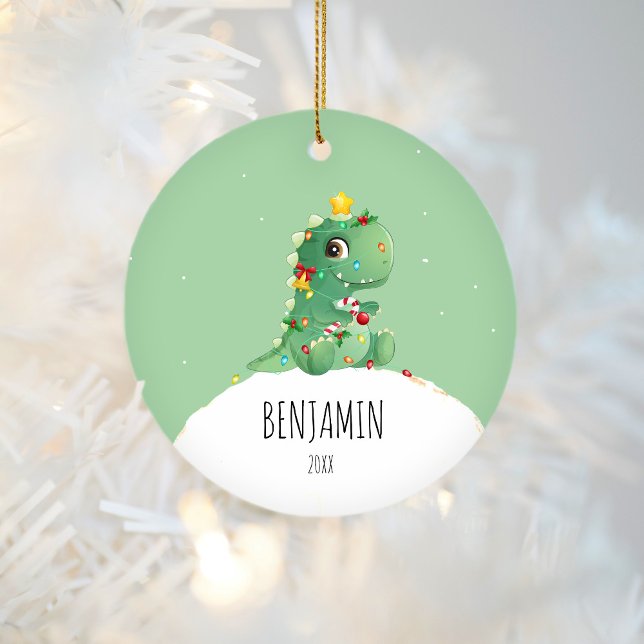 Dinosaur Personalized Name Christmas Ornament (Creator Uploaded)
