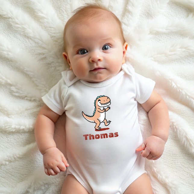 Dinosaur Personalized Name Funny cute   Baby Bodysuit (Creator Uploaded)