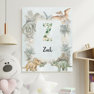 Dinosaur Personalized Name Monogram Z Nursery Poster