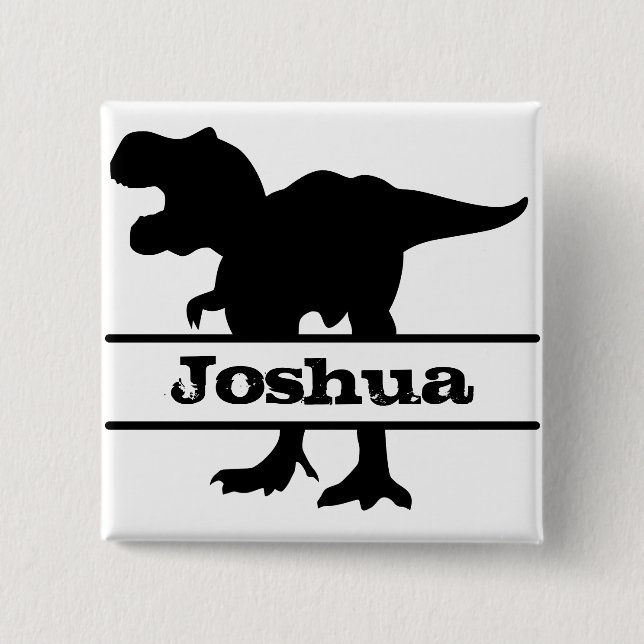 Dinosaur Personalized Name Tag 2 Inch Square Button (Front)
