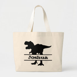 Dinosaur Personalized Name Tote Bag