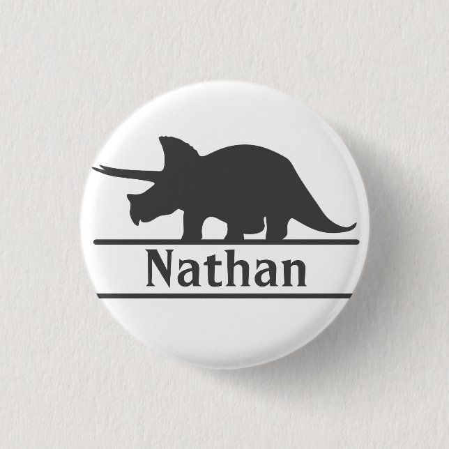 Dinosaur Personalized Name Triceratops 1 Inch Round Button (Front)