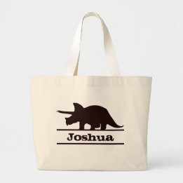 Dinosaur Personalized Name Triceratops Tote Bag