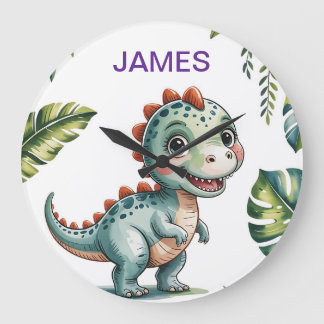 Dinosaur Personalized Wall Clock – Cute Jungle Di