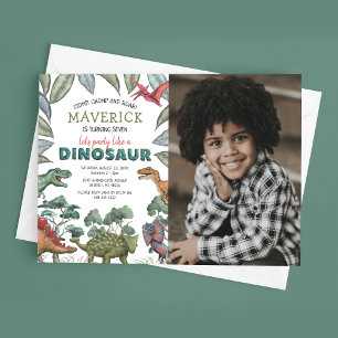 Dinosaur Photo Anniversaire Fête Invitation