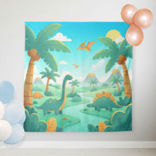 Dinosaur Photo Backdrop for Parties   Dino  Tapestry