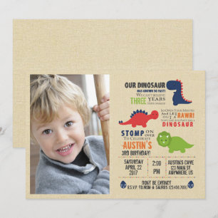 Dinosaur Photo Birthday Inviations Invitation