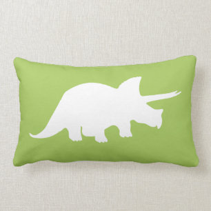 Dinosaur Pillow in Green with Grey Chevron Stripes