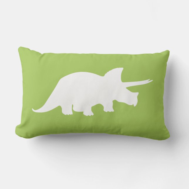 Dinosaur Pillow in Green with Grey Chevron Stripes (Front)